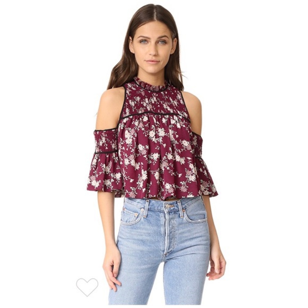 Cinq A Sept Cold Shoulder Floral Top